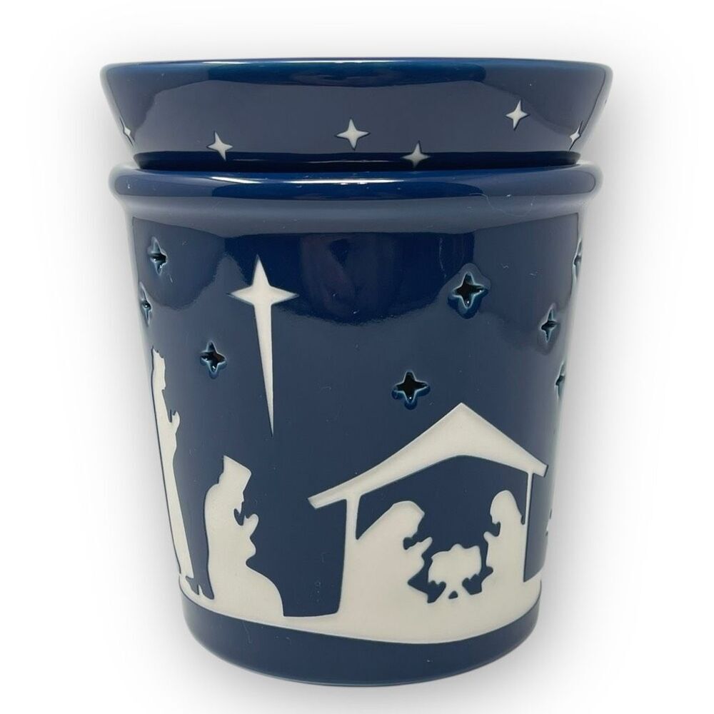 Scentsy Silent Night Wise Men Nativity Manger Navy Blue Wax Warmer Full Size